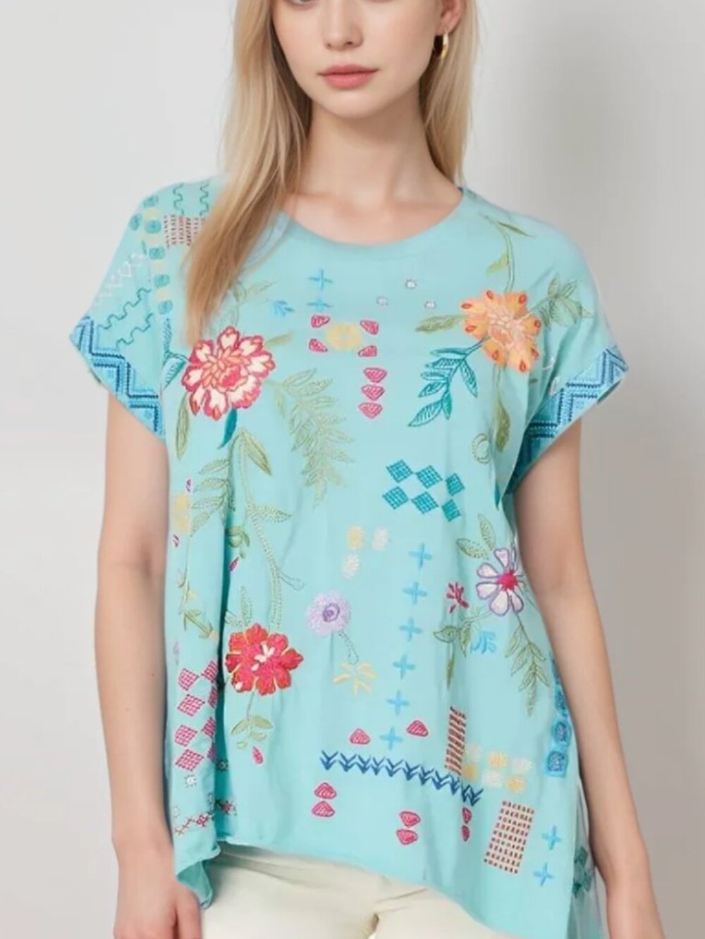 Johnny Was Katie Relaxed Drape Tee Size Small